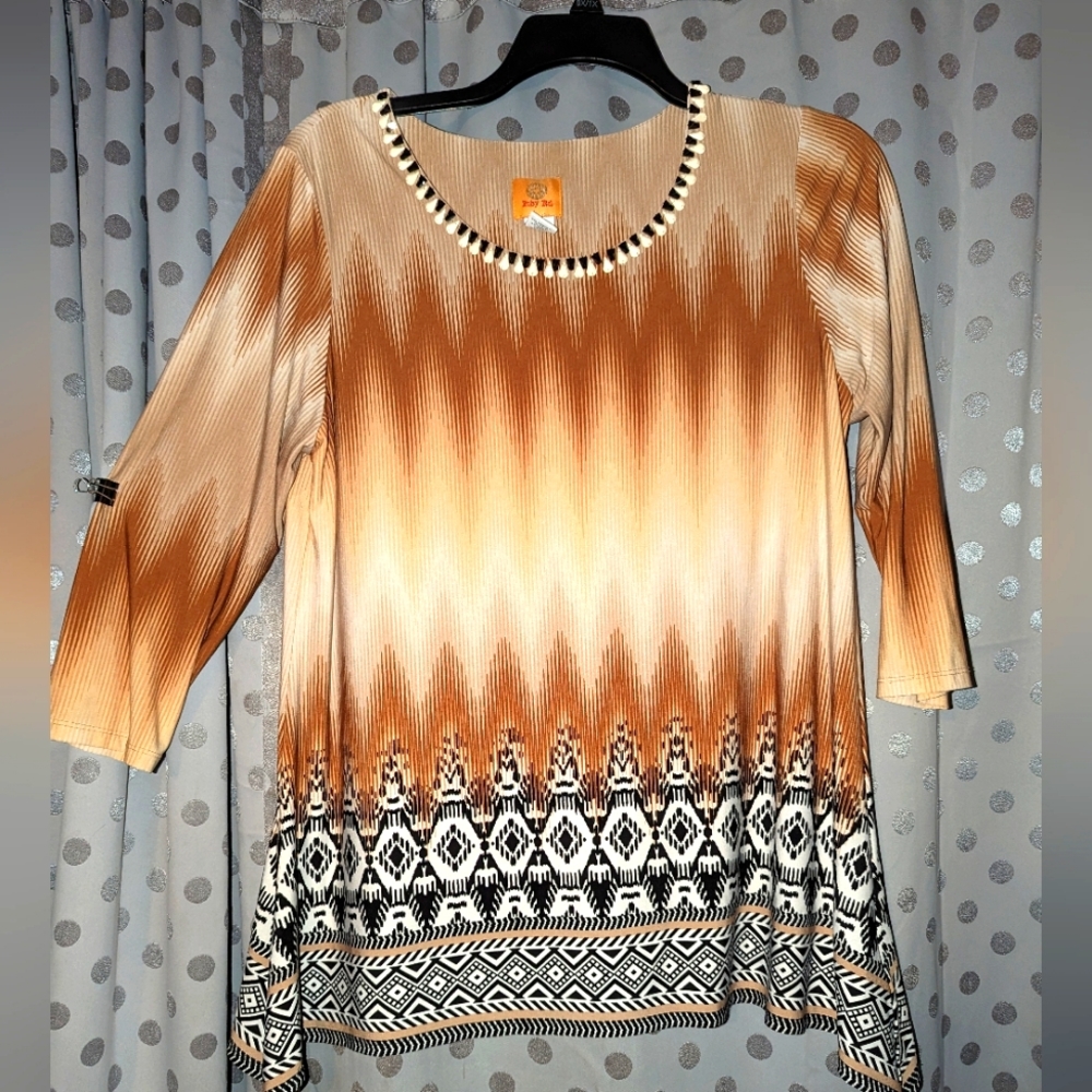 RUBY RD. Embellished Long Sleeve Tunic Large